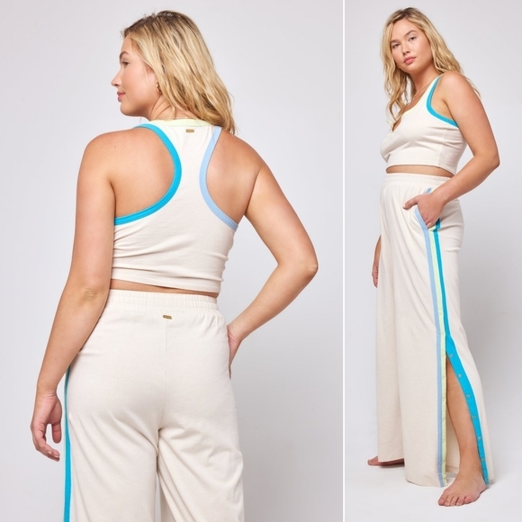 L*SPACE // soft jersey hi waist wide leg side stripe side snap activewear pants - Picture 5 of 9